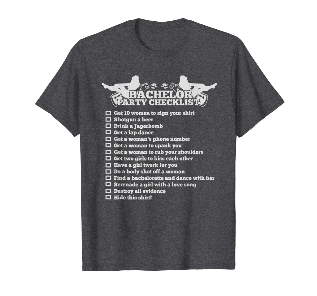 Bachelor Party Checklist Shirt - Funny Groom Shirt for Men