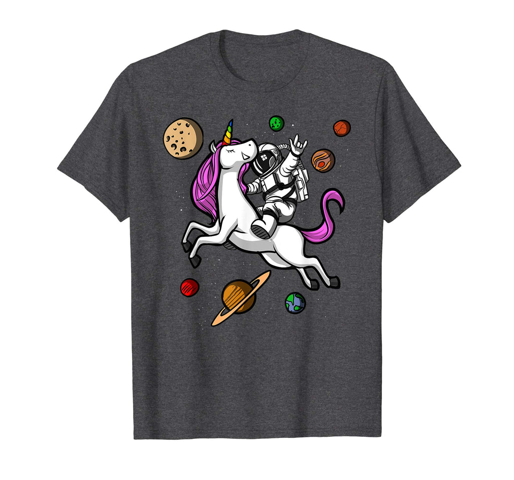 Astronaut Riding Unicorn Funny Space Boys Girls T-Shirt