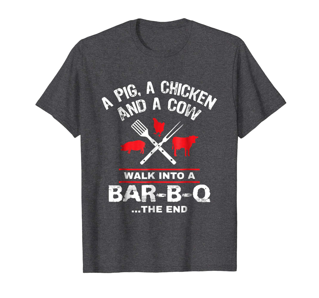 A Pig Chicken Cow Walk Into A Bar Funny BBQ Grilling Shirt