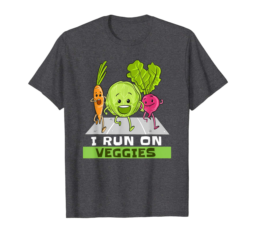 I Run On Veggies T-Shirt Funny Vegan Vegetarian Runner Gift