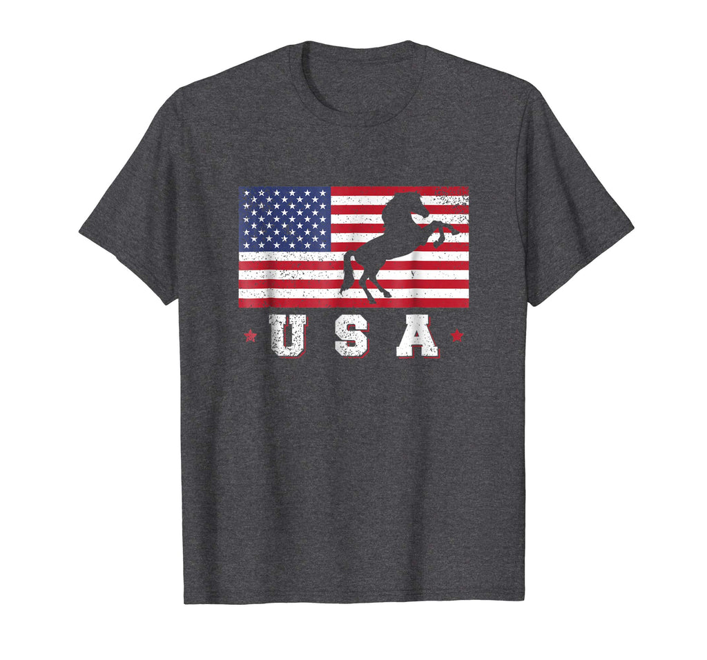 American Flag Horse T-Shirt Patriotic Funny 4th Of July USA