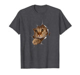 Sweet Kitten Torn Cloth 3D T-Shirt - Funny Cat Lover Tee