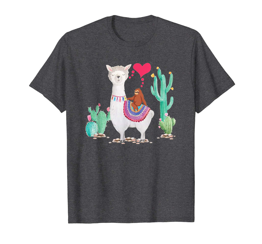 Sloth Riding Llama Tshirt Funny Valentines Day Gift