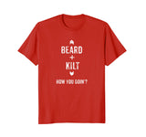Beard Kilt Funny Scottish Distressed T-Shirt