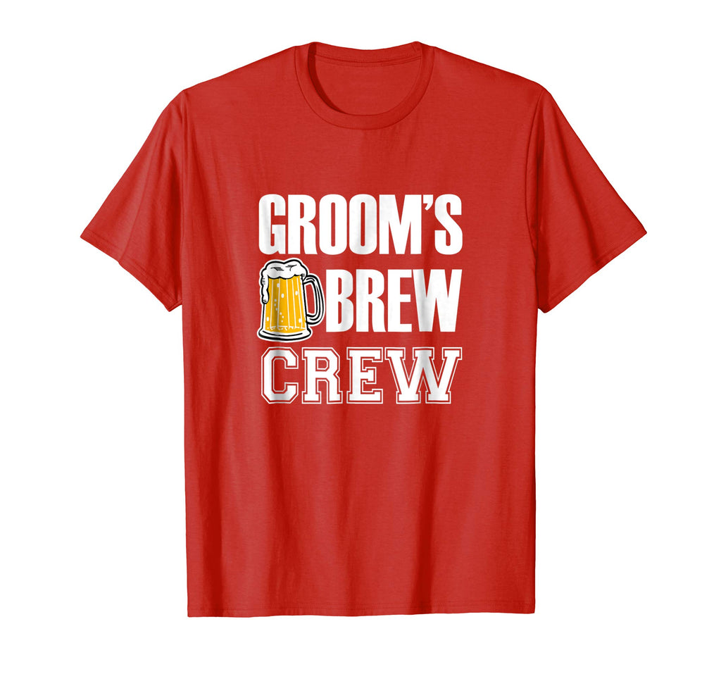 Mens Groom's Brew Crew Funny Groomsmen Bachelor Party Shirt
