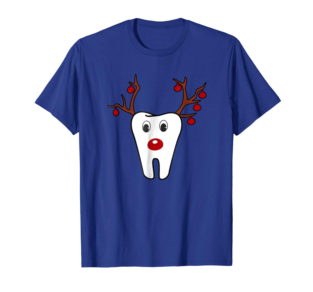 Antlers Red Nose Holiday Tooth Reindeer T-Shirt Funny Gifts