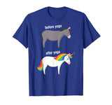 Before and After Yoga Funny Unicorn illustration T-Shirt