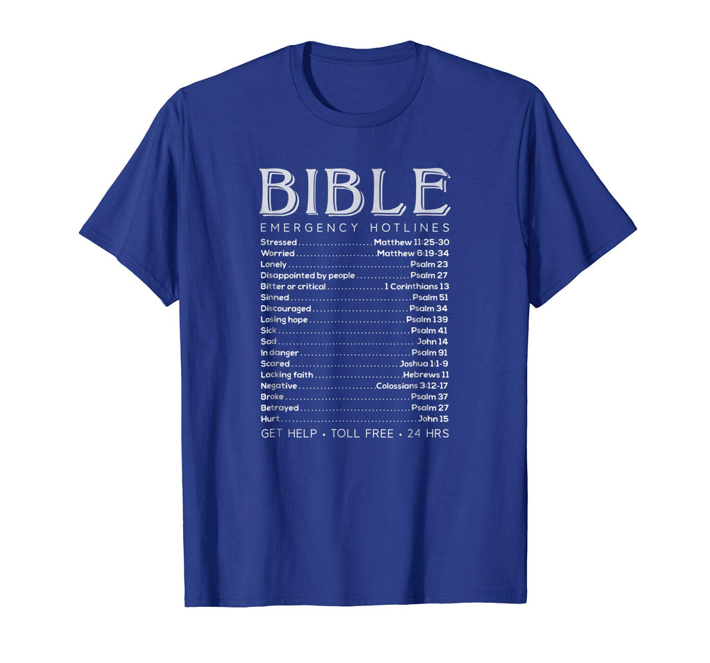 Bible Emergency Numbers Funny Hotline Tshirt Christian Gift