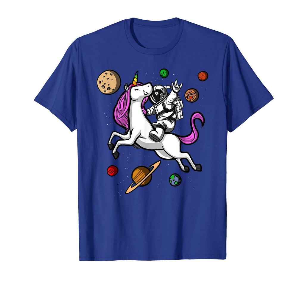 Astronaut Riding Unicorn Funny Space Boys Girls T-Shirt