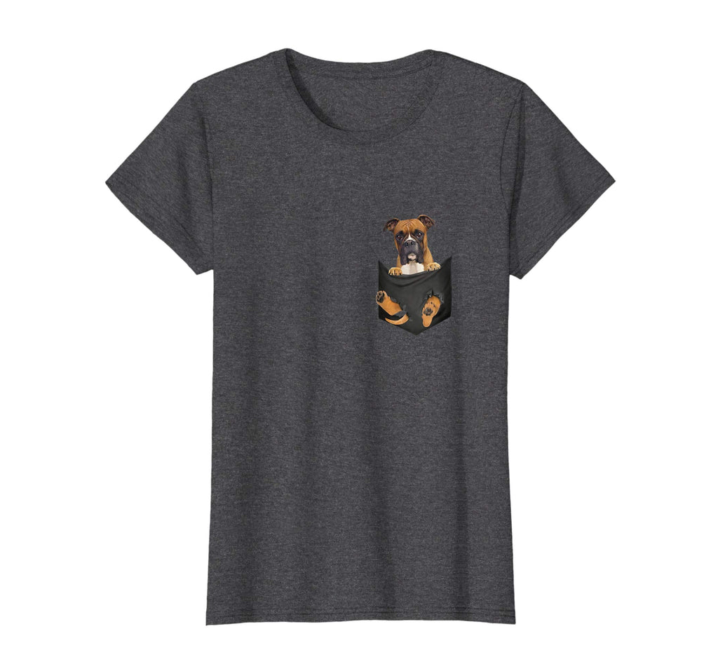 Boxer Inside Pocket Funny T-Shirt Lover Dog Cute Gift Tee