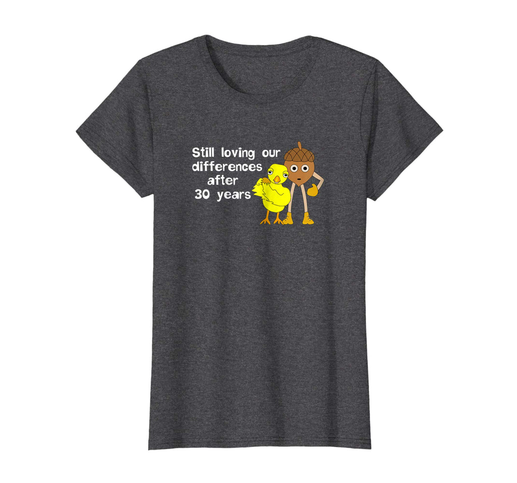 30th Anniversary Funny Chick and Nut T-Shirt White Text