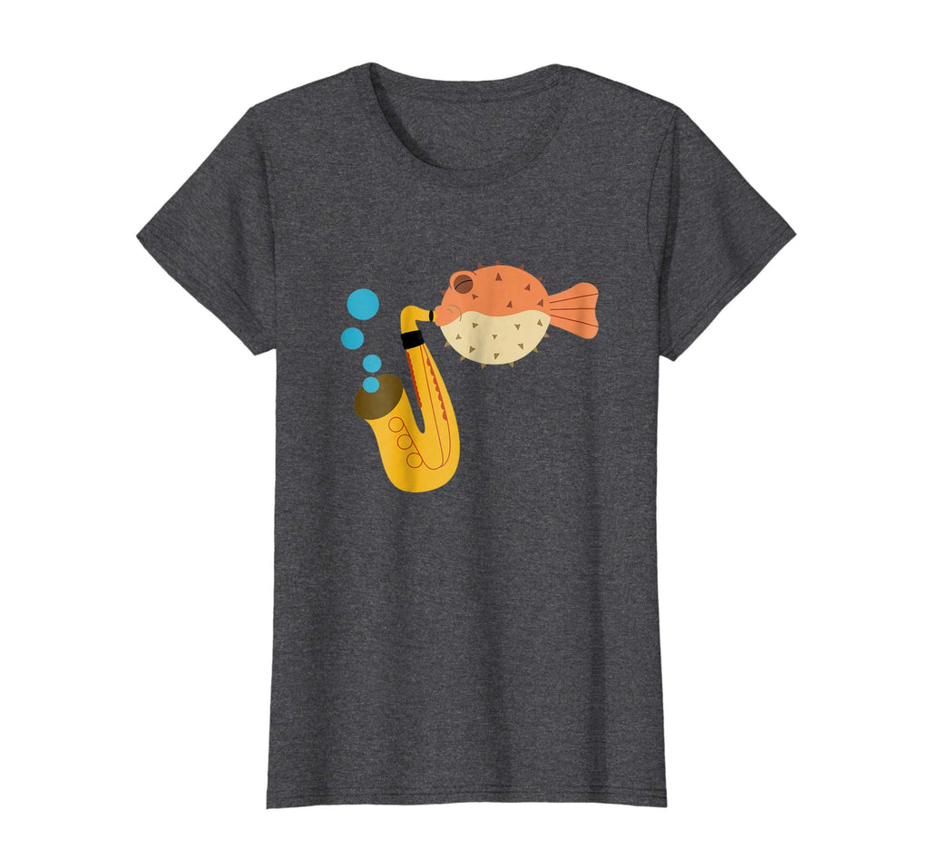 Blow Fish Playing Saxophone Music Funny Novelty T-Shirt