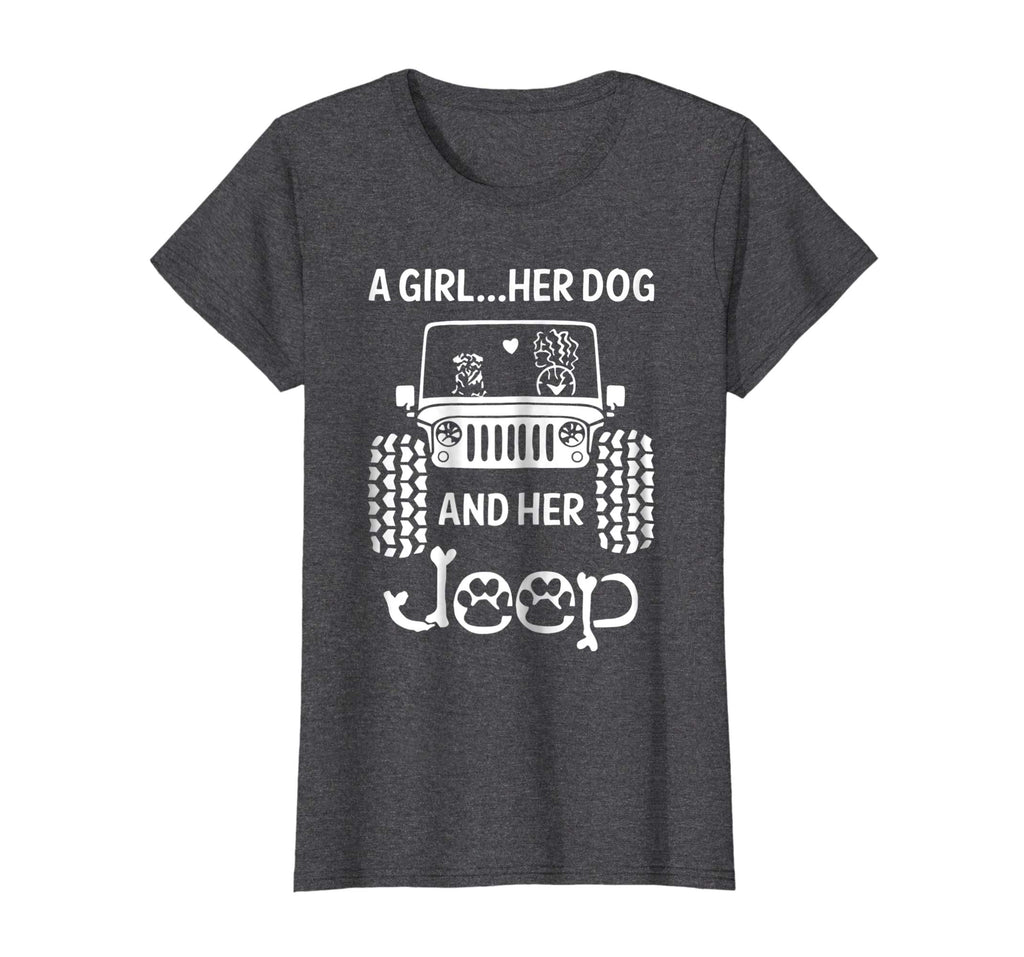 A girl, a dog and her Jeep Shirt- Funny Gift Dog mom T Shirt
