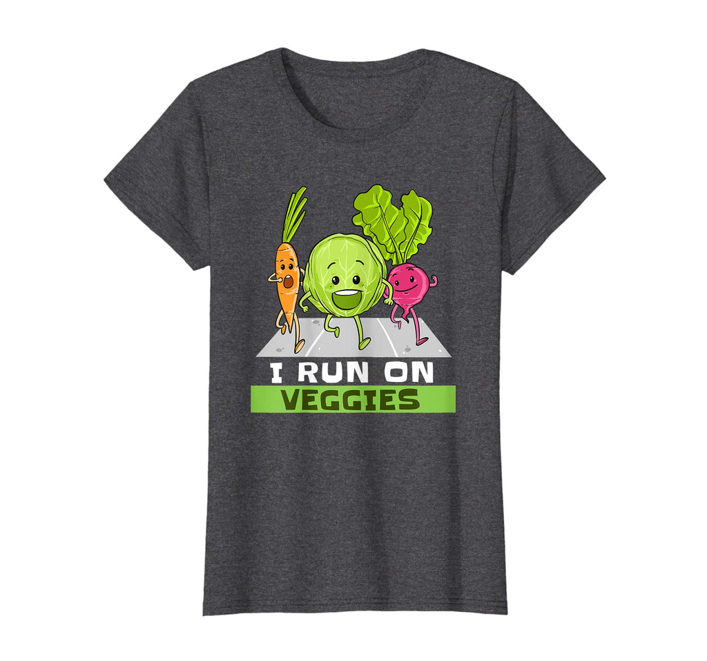 I Run On Veggies T-Shirt Funny Vegan Vegetarian Runner Gift