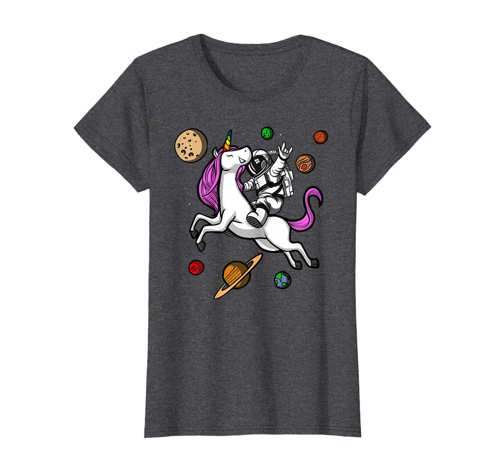 Astronaut Riding Unicorn Funny Space Boys Girls T-Shirt