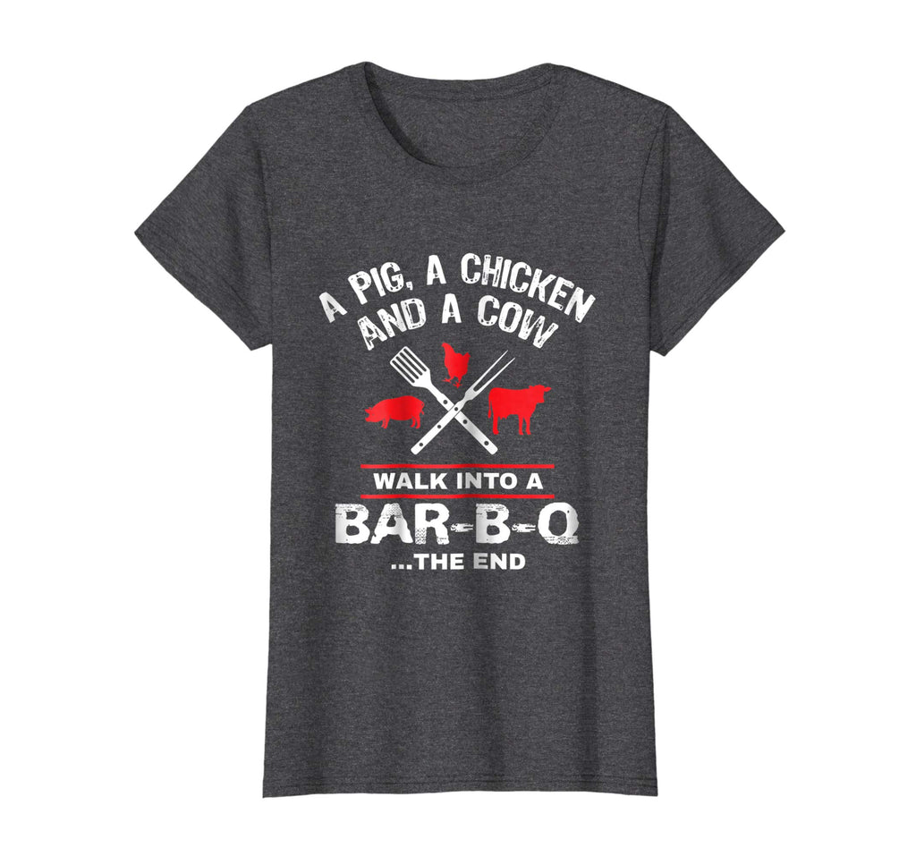 A Pig Chicken Cow Walk Into A Bar Funny BBQ Grilling Shirt