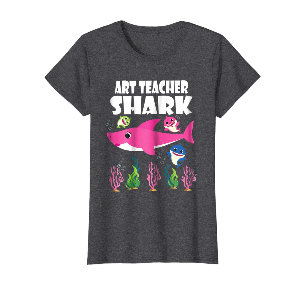Baby Sharks &amp; Lovely Art Teacher Shark Funny Cool Tshirt