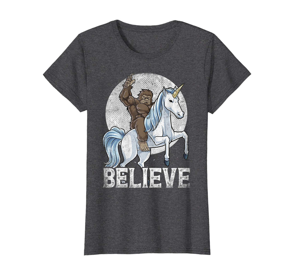 Bigfoot Riding Unicorn T Shirt Funny Sasquatch Vintage Tees