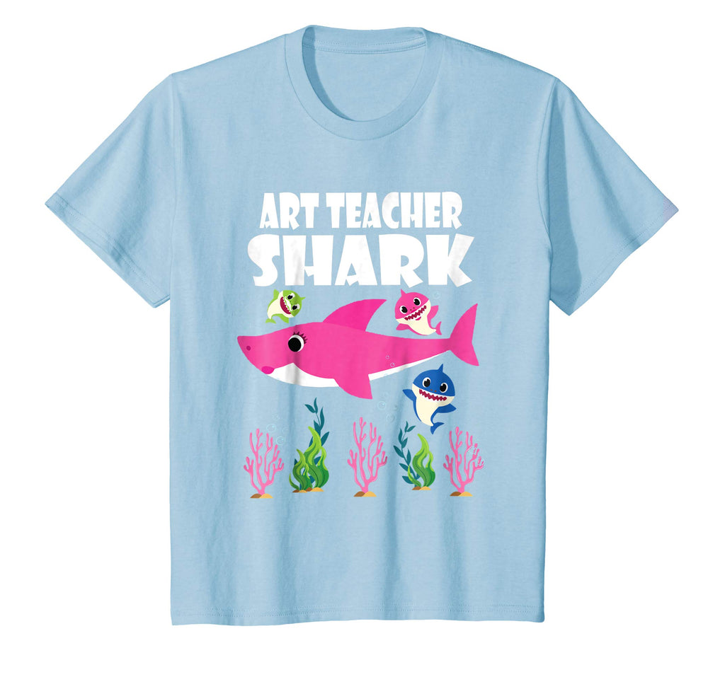 Baby Sharks &amp; Lovely Art Teacher Shark Funny Cool Tshirt