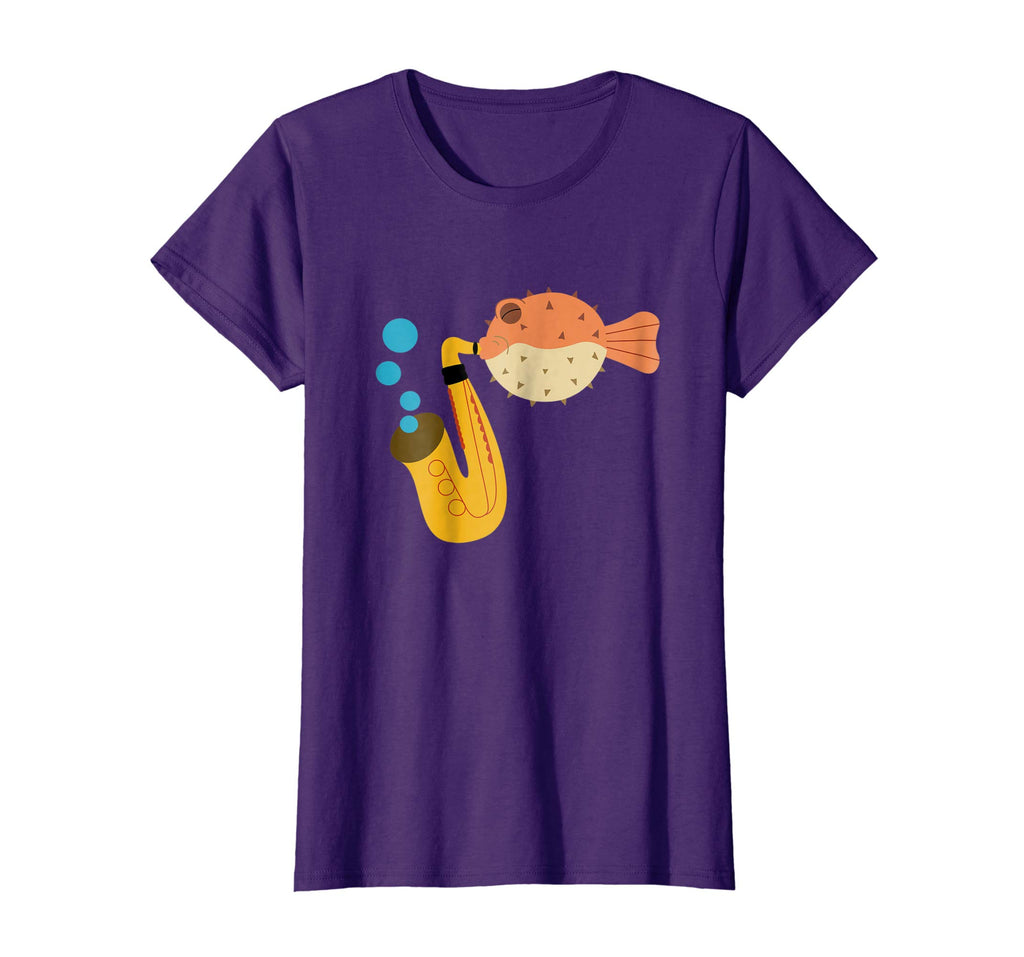 Blow Fish Playing Saxophone Music Funny Novelty T-Shirt