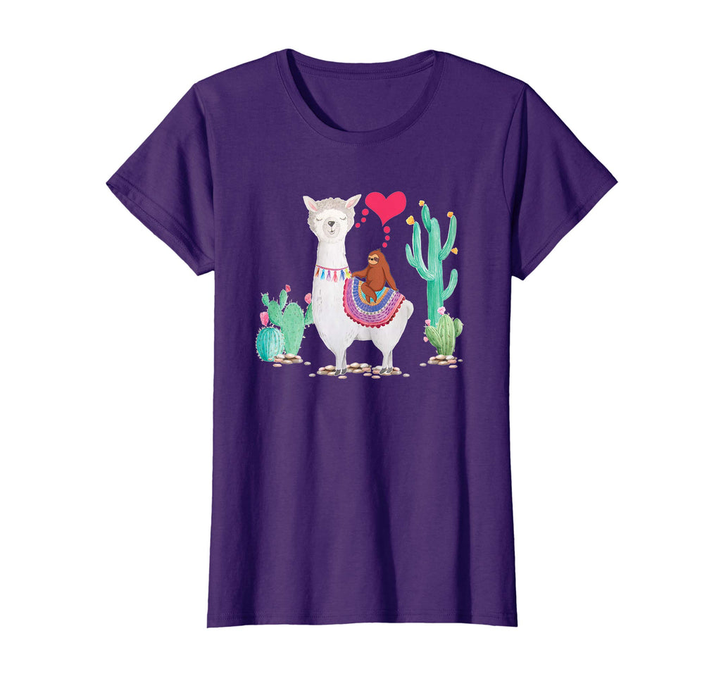 Sloth Riding Llama Tshirt Funny Valentines Day Gift