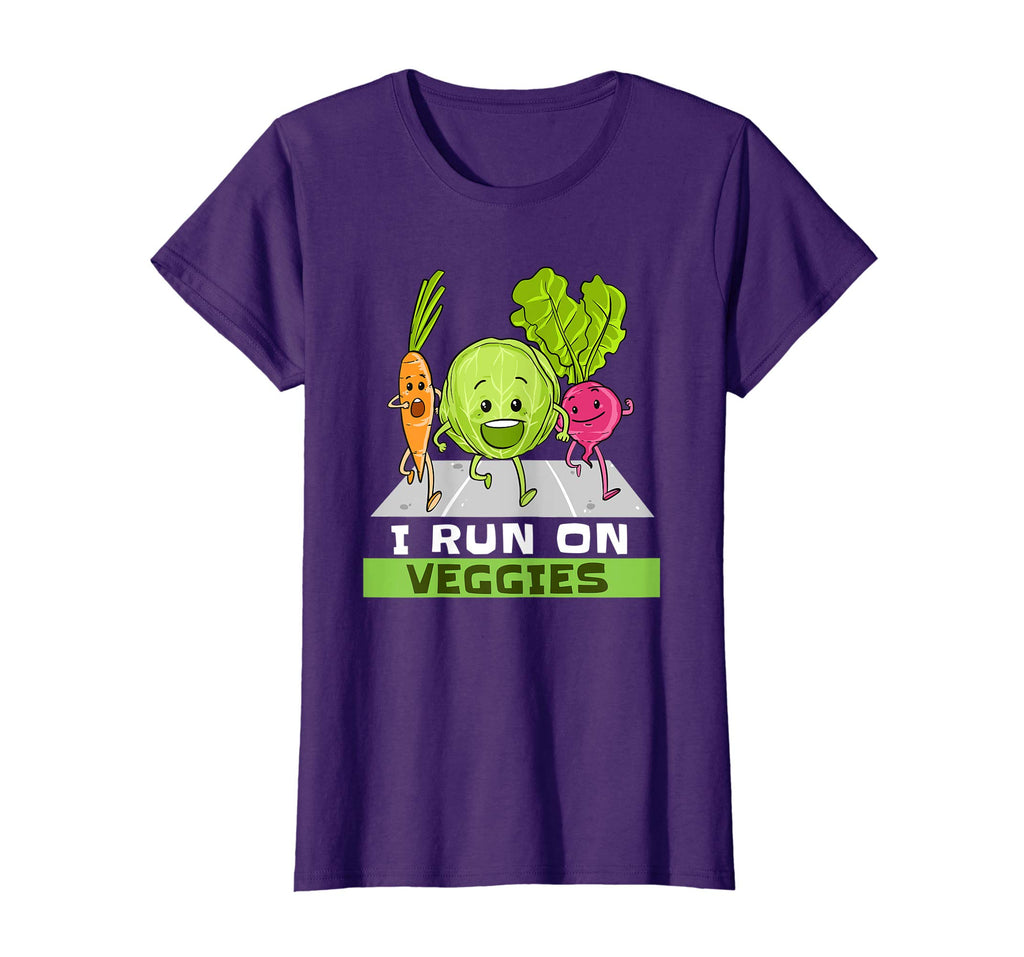 I Run On Veggies T-Shirt Funny Vegan Vegetarian Runner Gift