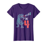 4th Birthday Shirt - Funny Four Year Old Boys Dinosaur Tees