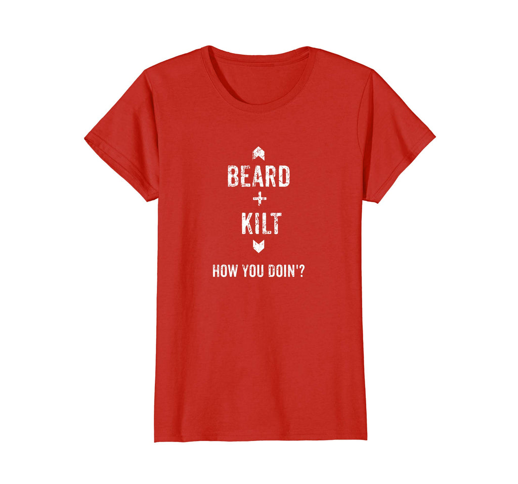 Beard Kilt Funny Scottish Distressed T-Shirt