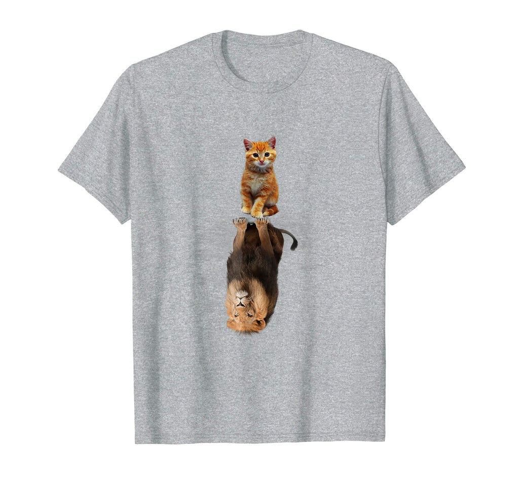 Funny Cat Tee shirt, Kitten Cat and Lion Mirror T-shirt