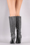 Anne Michelle Rhinestone Accent Pointy Toe Knee High Boots