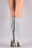 Anne Michelle Rhinestone Accent Pointy Toe Knee High Boots